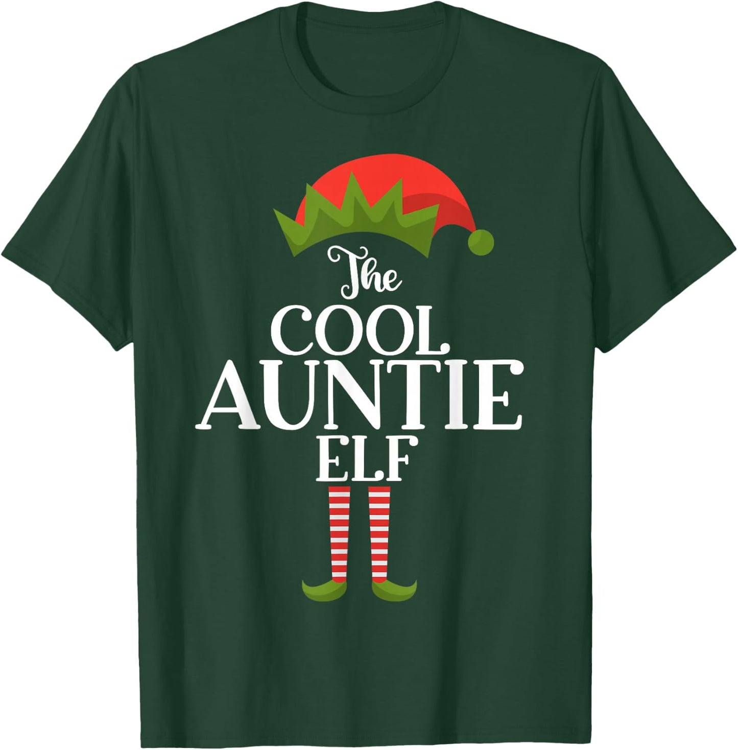The Cool Auntie Elf Xmas Funny Family Matching Christmas T-Shirt - T-Shirt | Forest