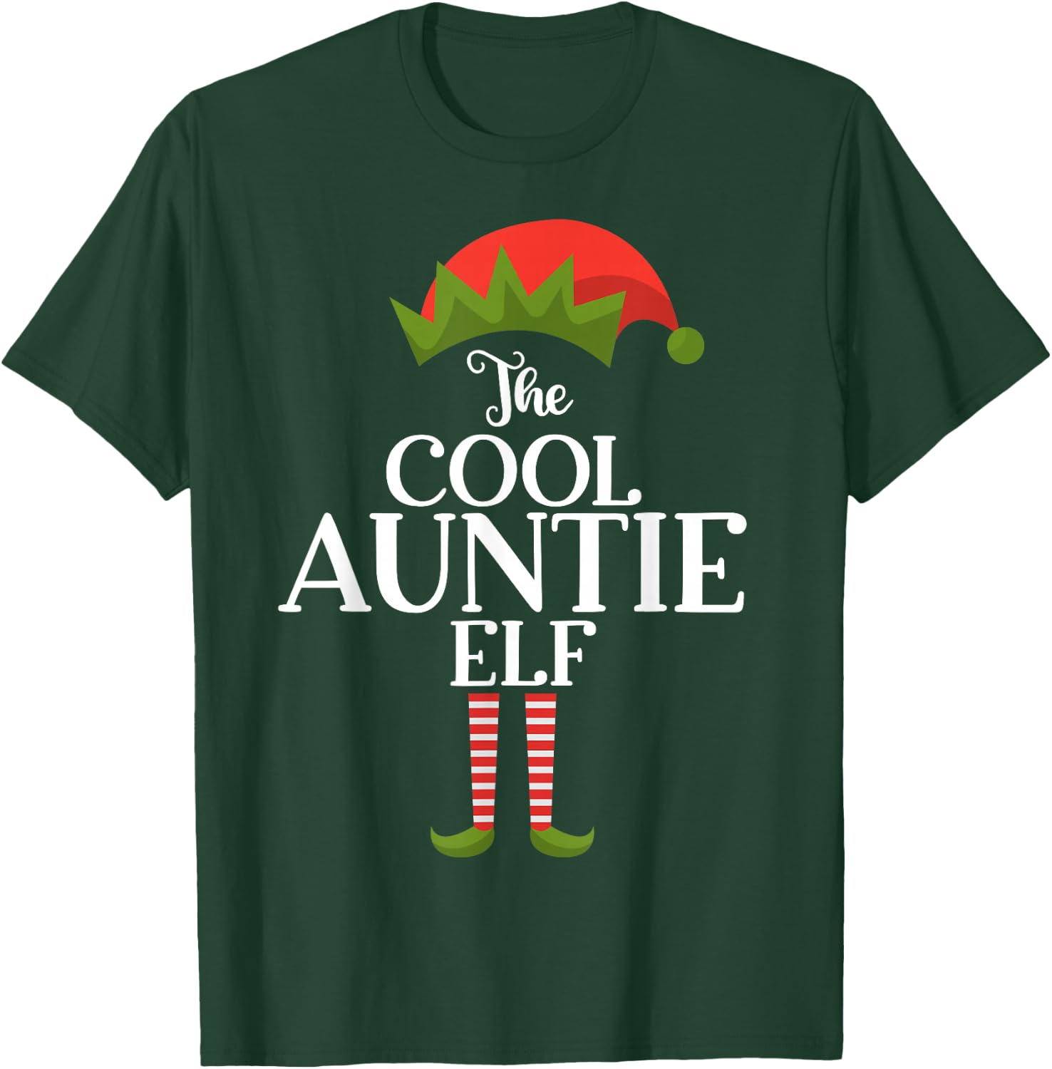 The Cool Auntie Elf Xmas Funny Family Matching Christmas T-Shirt - T-Shirt | Forest
