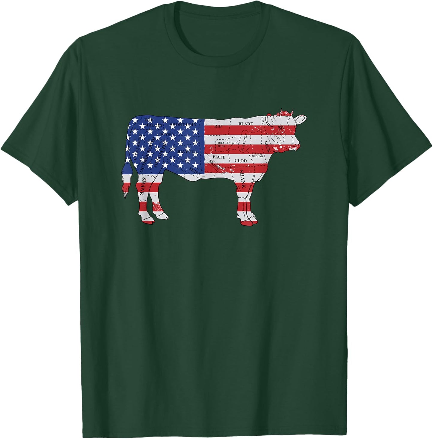 American USA Flag BBQ - American Butcher - American Beef T-Shirt - T-Shirt | Forest