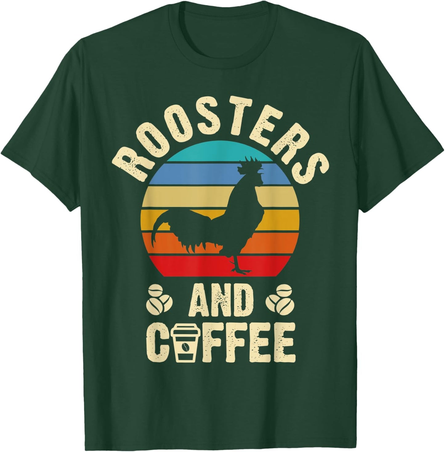 I like Roosters & Coffee Funny vintage Pet theme lover gift T-Shirt - T-Shirt | Forest