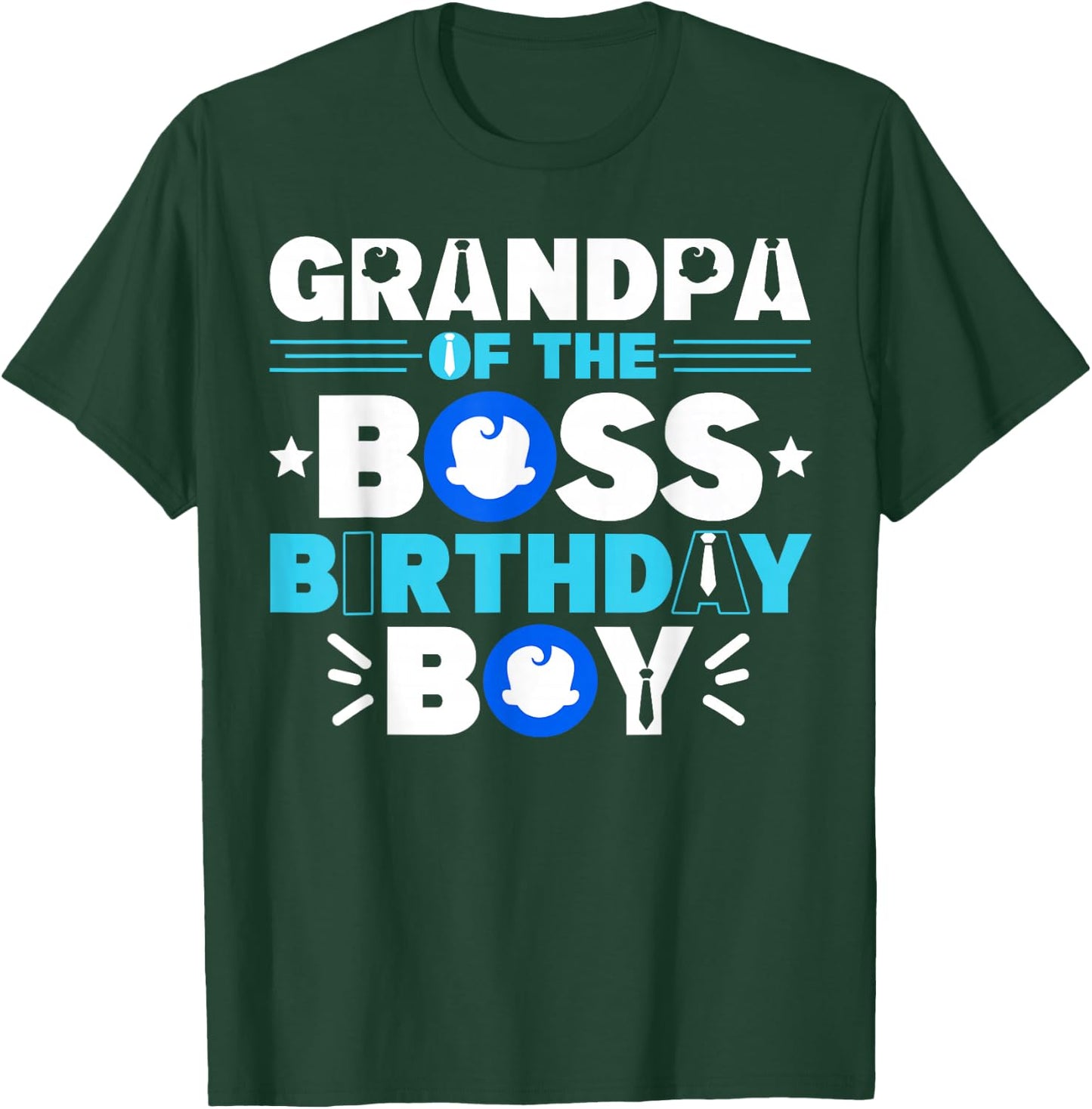 Grandpa Of The Boss Birthday Boy Baby Decor Family Matching T-Shirt - T-Shirt | Forest