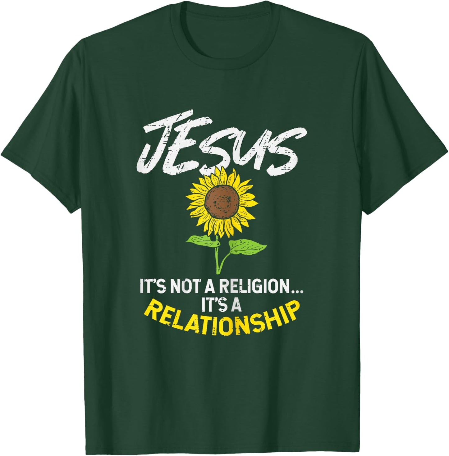 BoredKoalas Jesus Shirts Religious Christian Gift Sunflower Jesus Not Religion Relationship God Christian Gift T-Shirt - T-Shirt | Forest