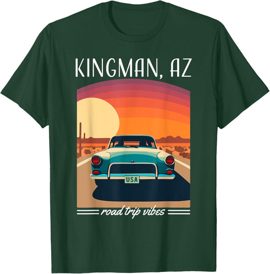 Kingman AZ Retro Highway Nostalgic Vintage Car Design T-Shirt - T-Shirt | Forest