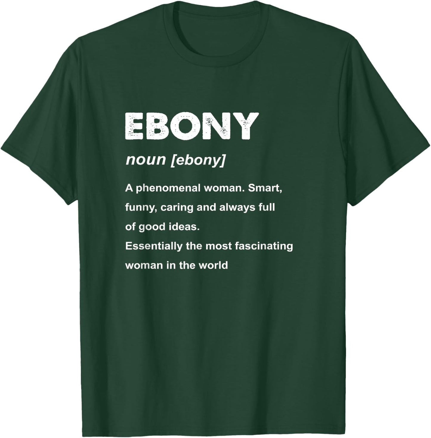 Ebony Name Shirts & Gifts Ebony Name Women's Black Small Letter Print Short Sleeve Classic Fit T-Shirt - T-Shirt | Forest