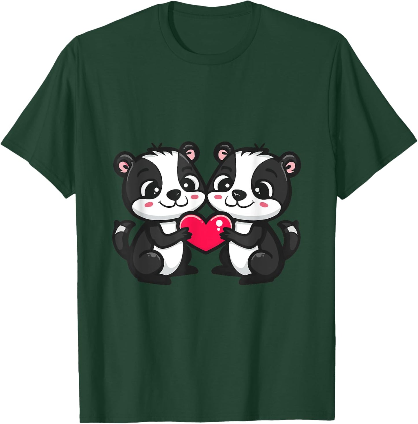 Cute Skunk in Love Couple Heart | Valentines Day T-Shirt - T-Shirt | Forest