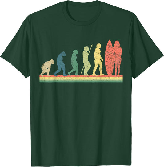 Surfing Surfboard Surfer Girl Retro T-Shirt - T-Shirt | Forest