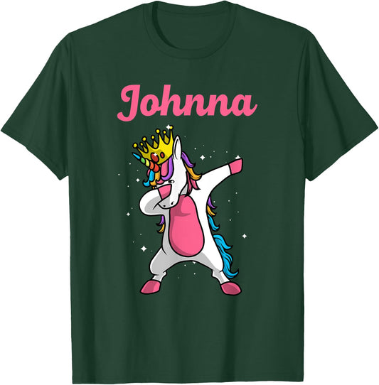 JOHNNA Name Personalized Birthday Dabbing Unicorn Queen T-Shirt - T-Shirt | Forest