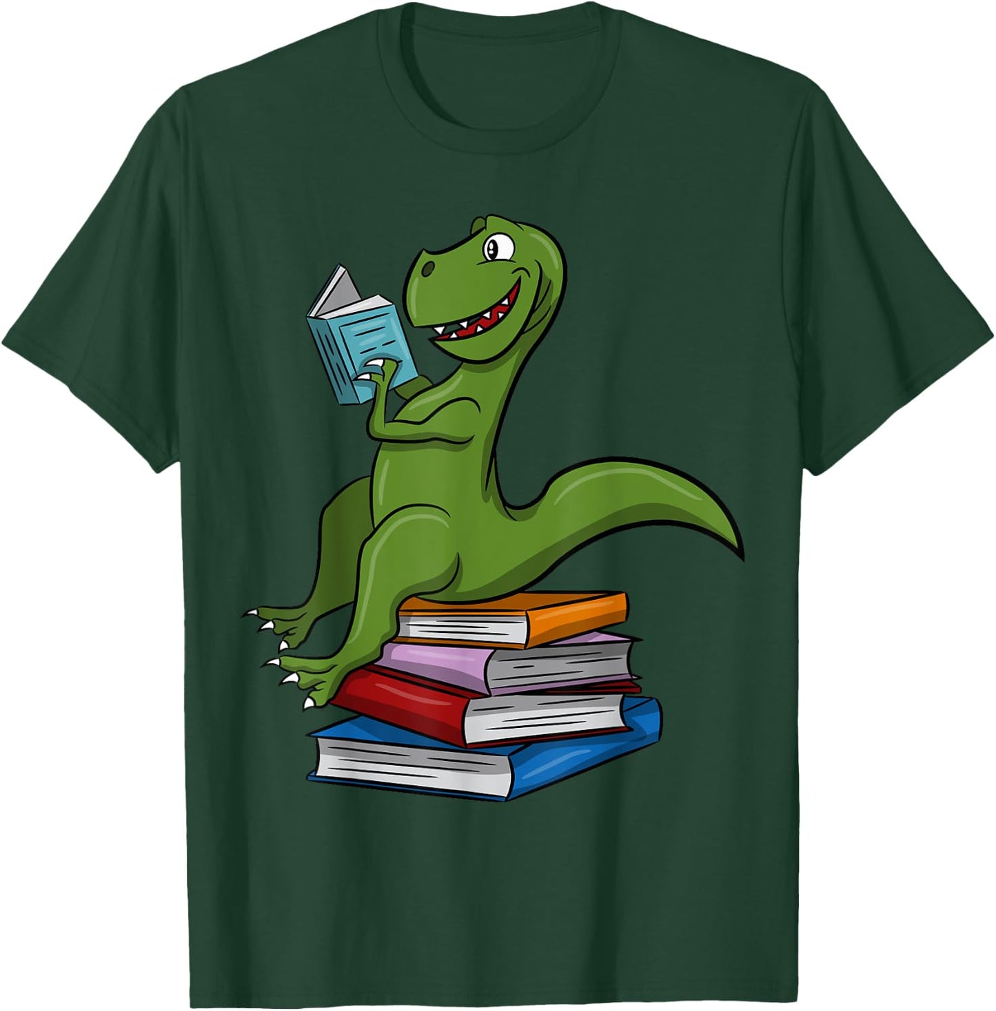 Reading Dinosaur T Rex Dinosaur Lover Dino Book Gift T-Shirt - T-Shirt | Forest