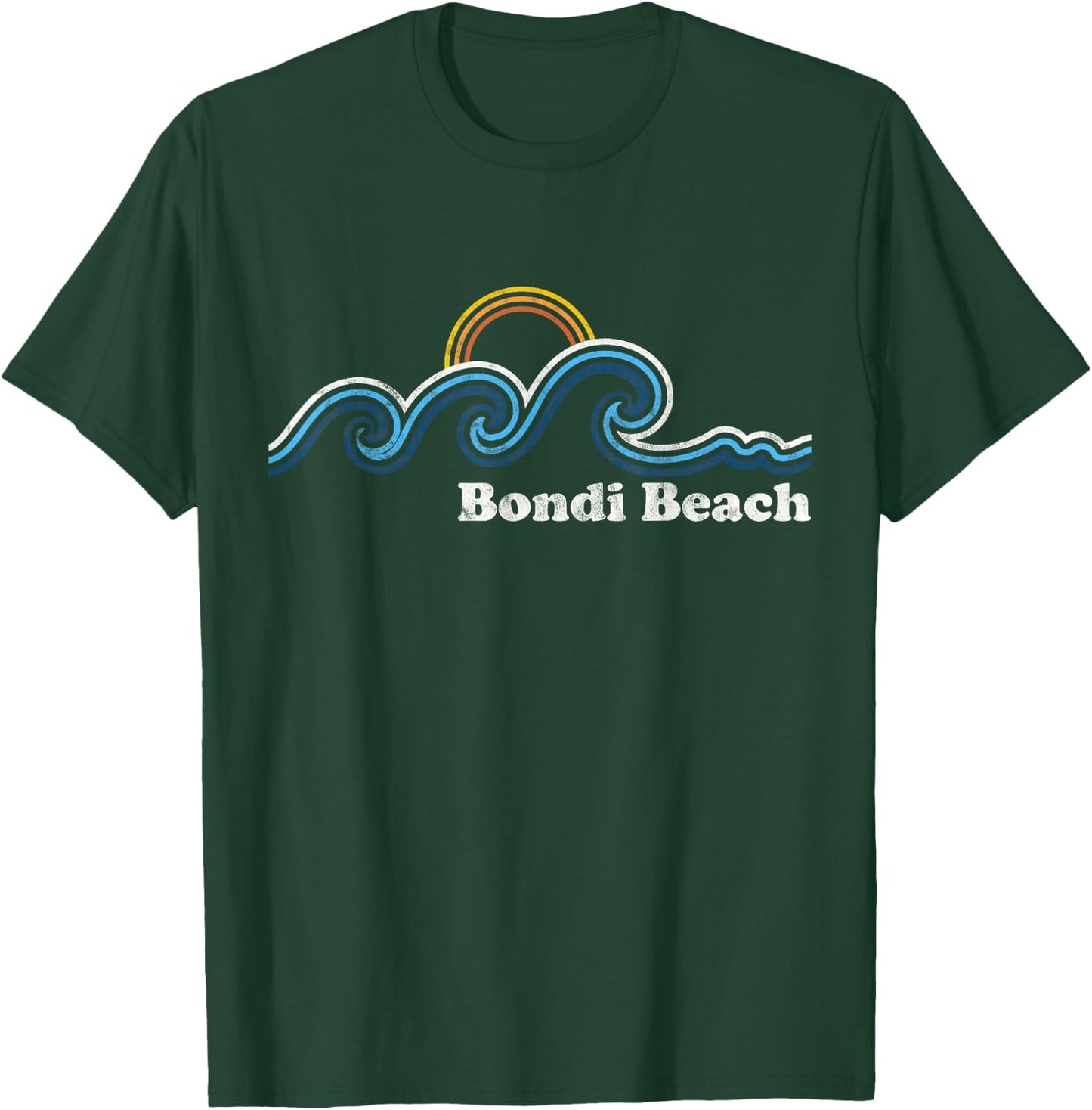 Bondi Beach Australia Sufing Waves Sunset Beach Vintage Men Women T-Shirt - T-Shirt | Forest