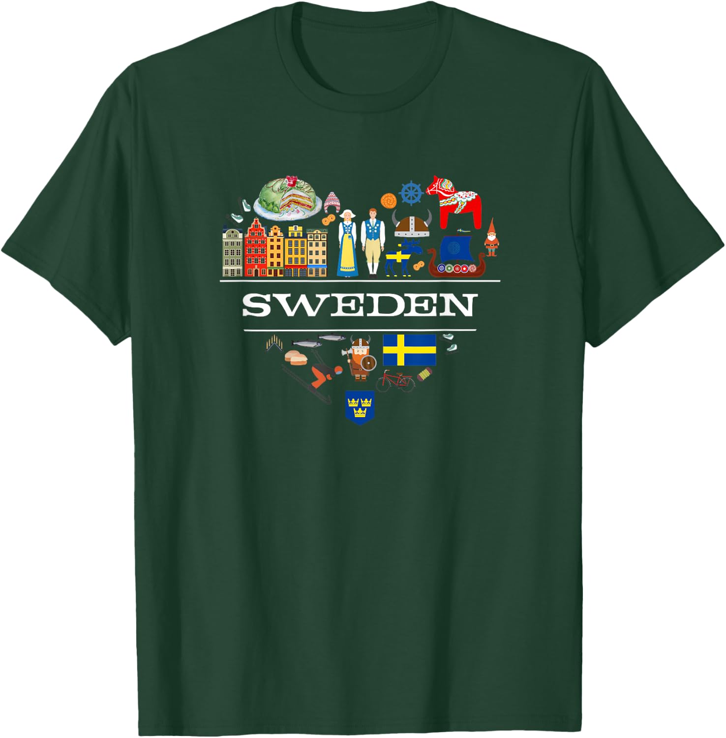 Swedish Heart Travel Gift Swedes T-Shirt - T-Shirt | Forest