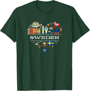 Swedish Heart Travel Gift Swedes T-Shirt - T-Shirt | Forest