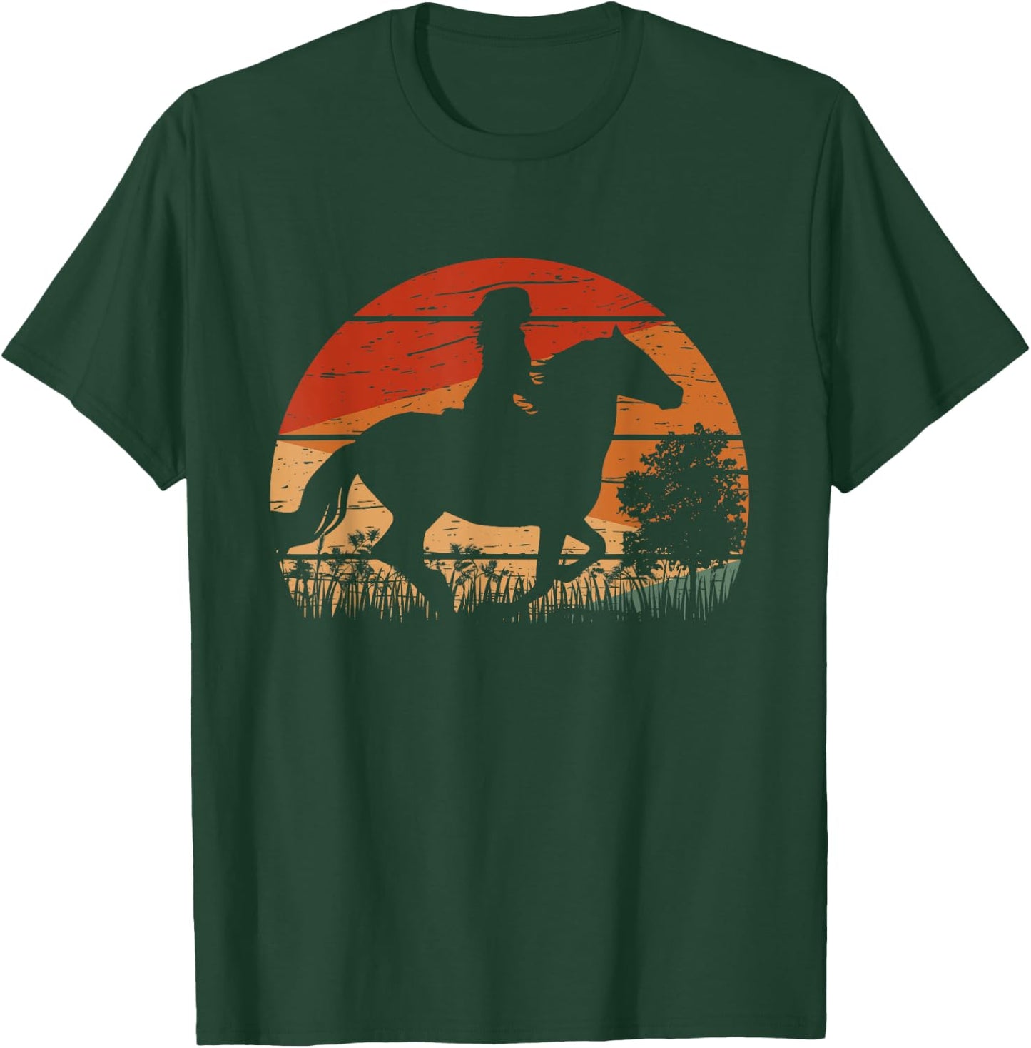 Girl Horse Riding Retro Style Vintage Cowgirl Rodeo Ranch T-Shirt - T-Shirt | Forest