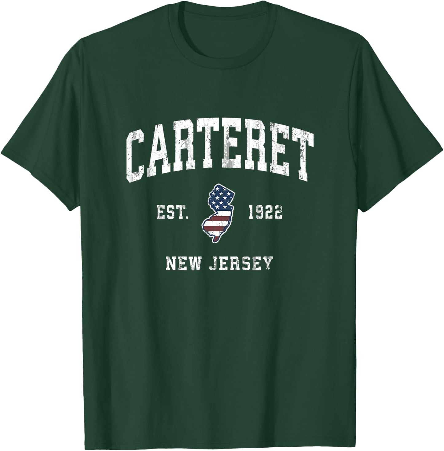 Carteret New Jersey NJ Vintage American Flag Sports Design T-Shirt - T-Shirt | Forest
