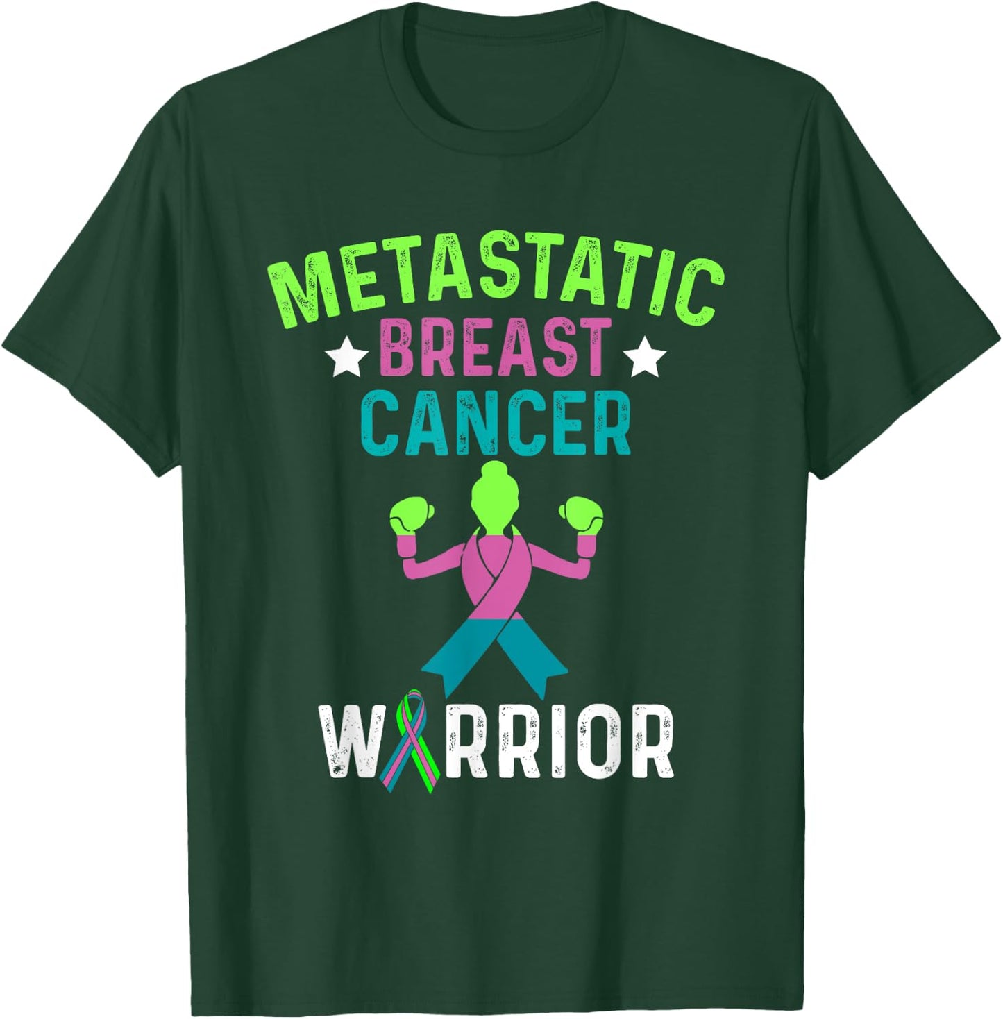 Metastatic Breast Cancer Awareness Tackling Warrior T-Shirt - T-Shirt | Forest