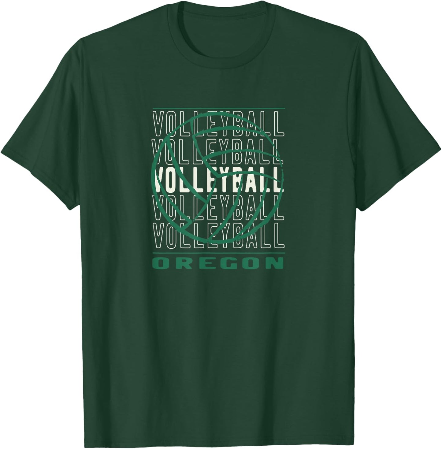 Volleyball Oregon Merch Oregon Volleyball - Black, -Adults, Small, Short Sleeve, Classic Fit, , Modern Graphic, Christmas, Graphic, Volleyball, Cotton Blend T-Shirt - T-Shirt | Forest