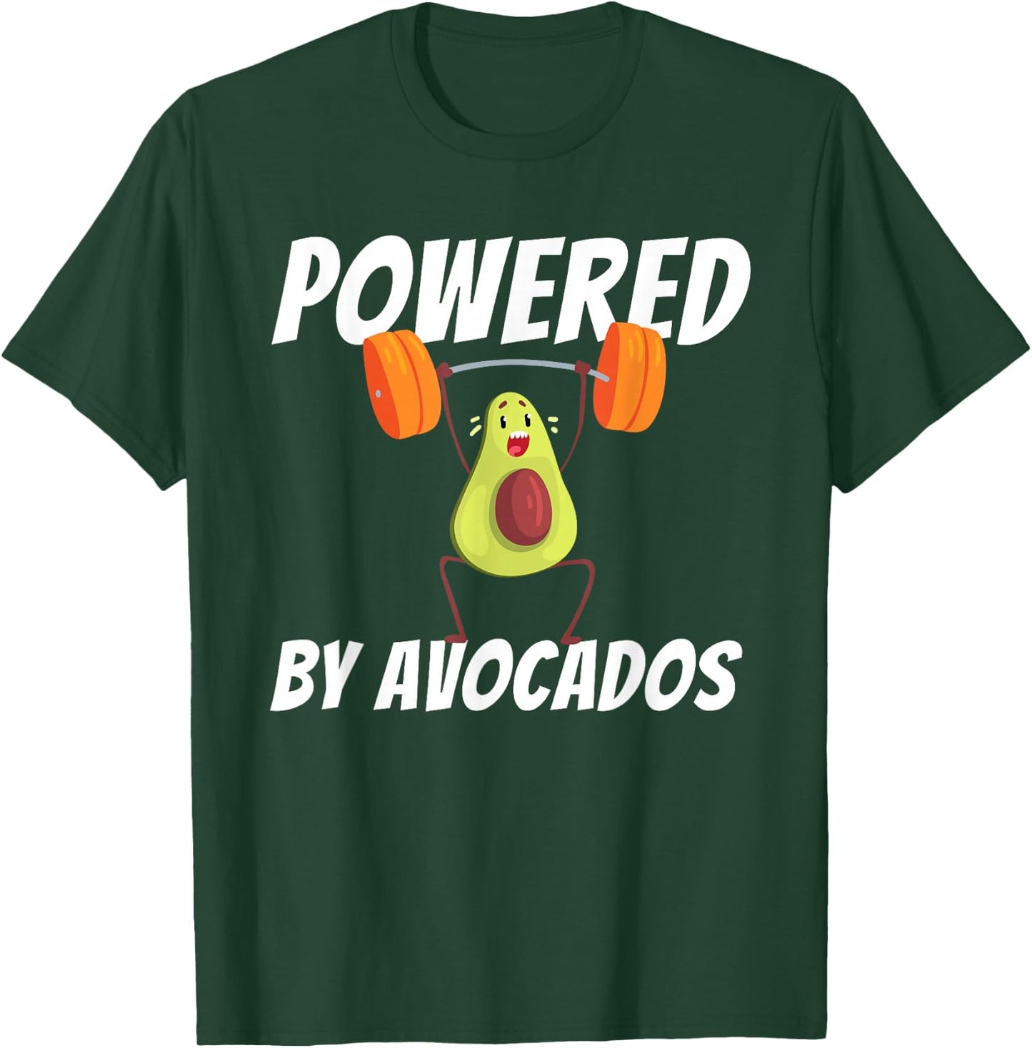 Powered By Avocados Barbell Gym - Avocado Lover & Guacamole T-Shirt - T-Shirt | Forest