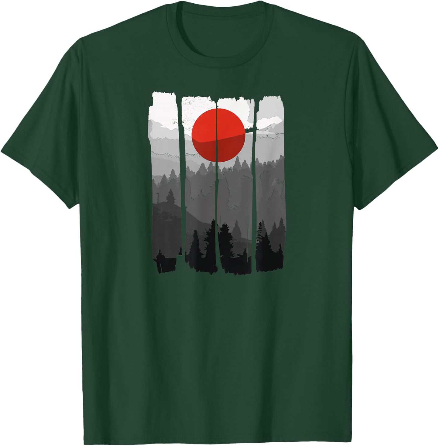Japanese Sunrise Art Nature Japan Holiday T-Shirt - T-Shirt | Forest