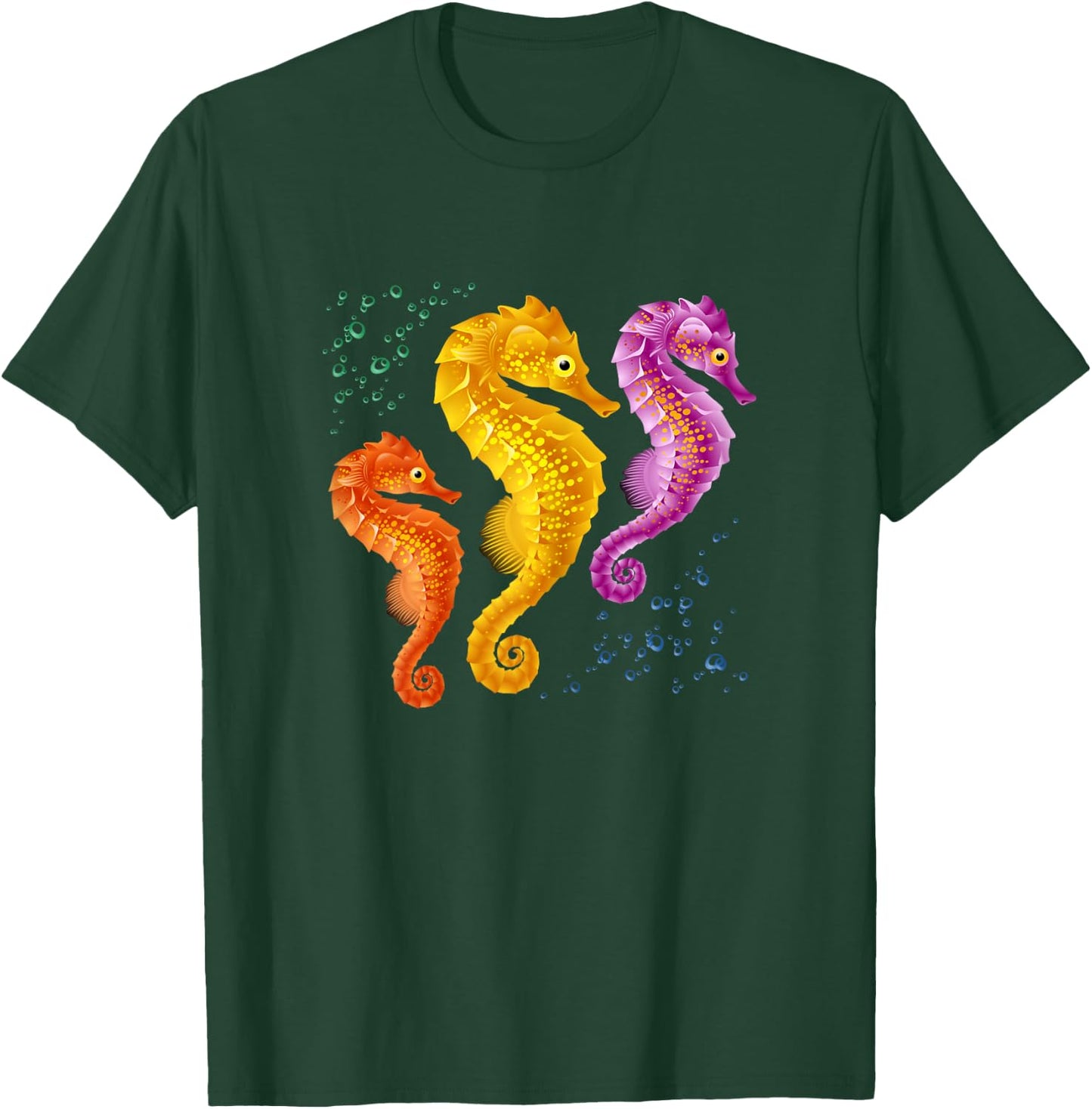 Girls Seahorse Retro Vintage Marine Fish T-Shirt - T-Shirt | Forest