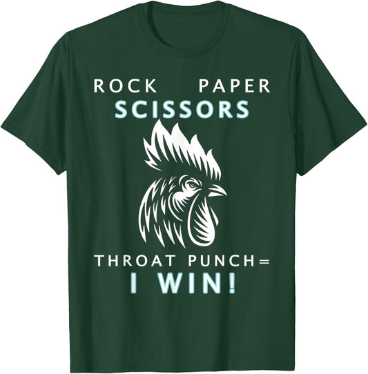 Rock Paper Scissor Throat Punch I Win Chicken T-Shirt - T-Shirt | Forest
