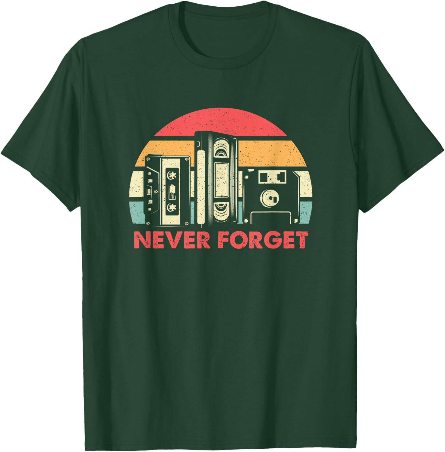 Never Forget Cassette Tape VHS Computer Floppy Disk T-Shirt - T-Shirt | Forest