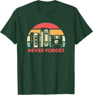Never Forget Cassette Tape VHS Computer Floppy Disk T-Shirt - T-Shirt | Forest