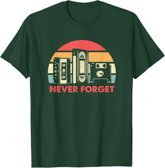 Never Forget Cassette Tape VHS Computer Floppy Disk T-Shirt - T-Shirt | Forest