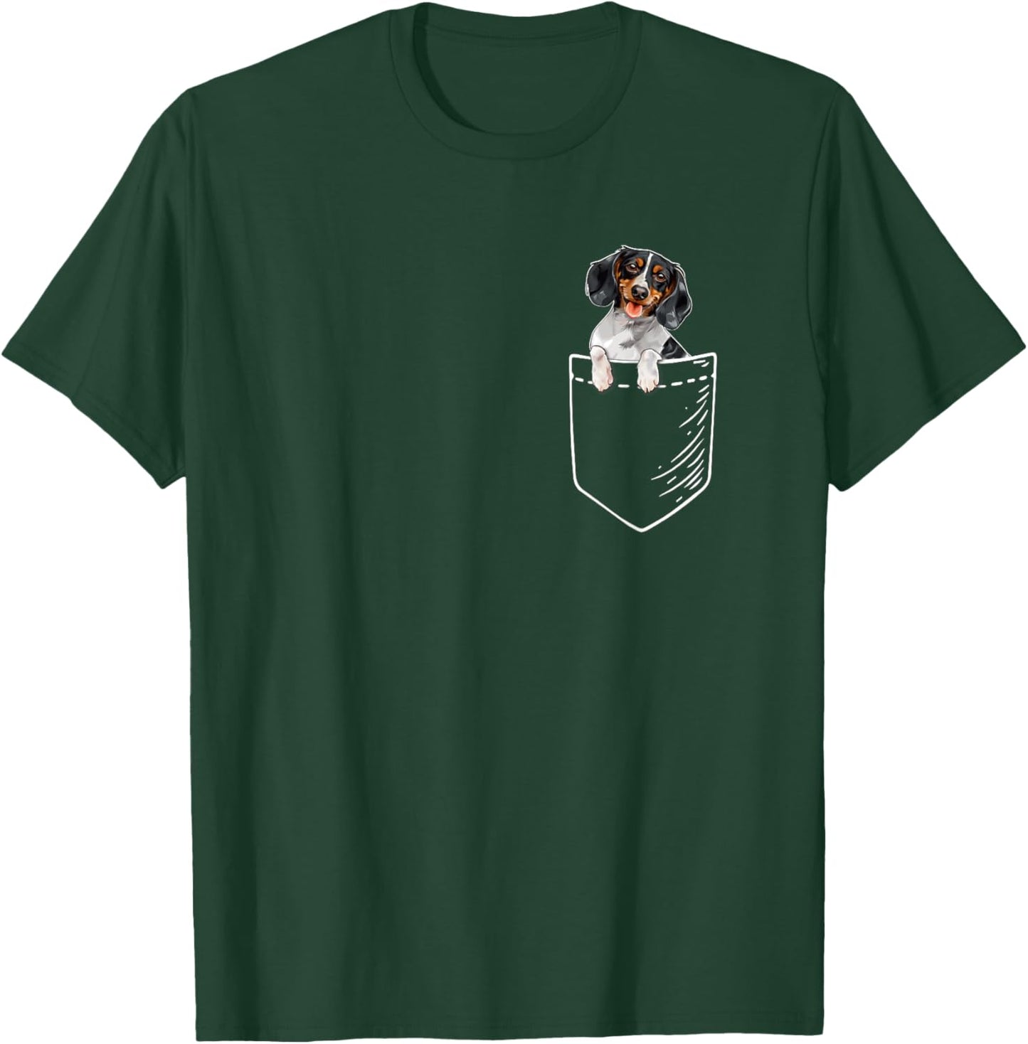 Funny Kids Pocket Piebald Dachshund Lover T-Shirt - T-Shirt | Forest