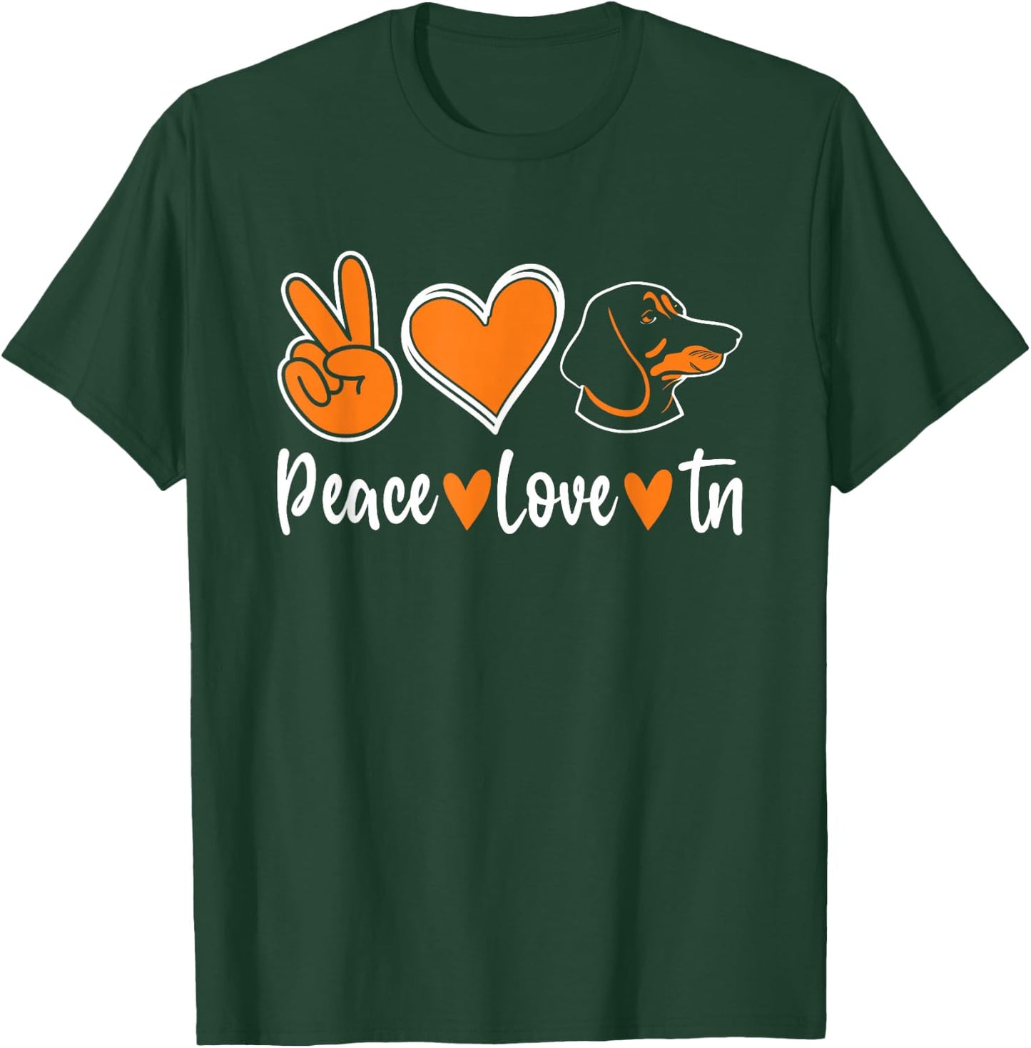 Peace Love Tn Hound Orange Tennessee Dog Lover T-Shirt - T-Shirt | Forest