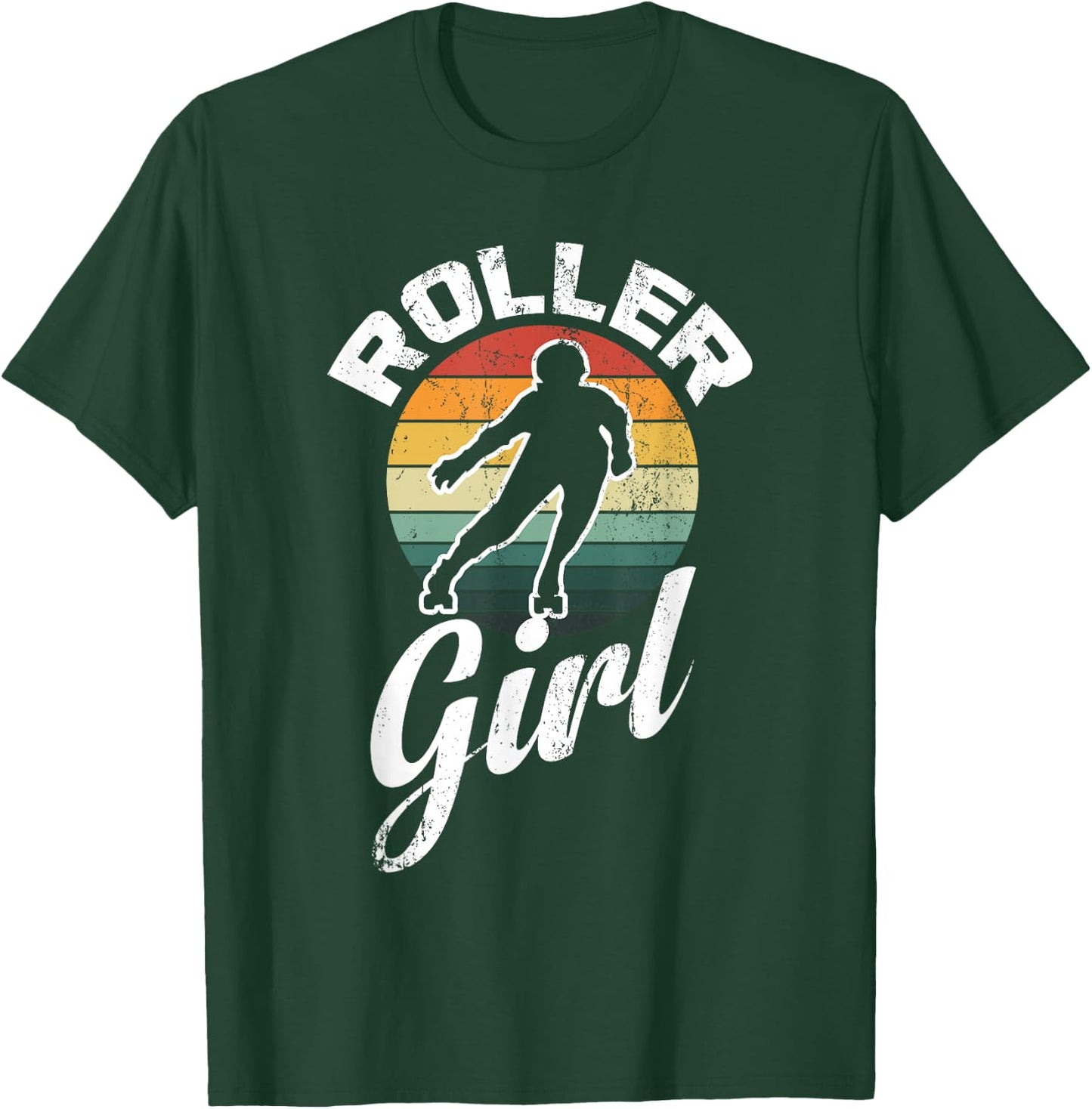 Funny Roller Girl Skating Derby 70's 80's Retro Skater Gifts T-Shirt - T-Shirt | Forest