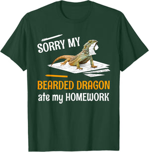Sorry My Bearded Dragon Ate My Homework Teacher Student Women Kids T-Shirt - T-Shirt | Forest