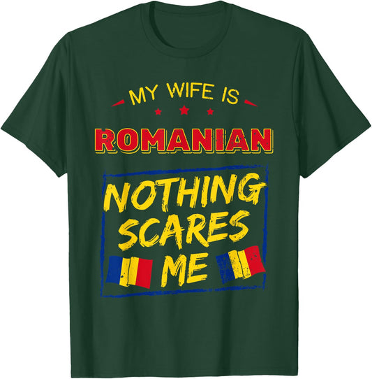 My Wife Is Romanian Romania Heritage Roots Pride Flag T-Shirt - T-Shirt | Forest