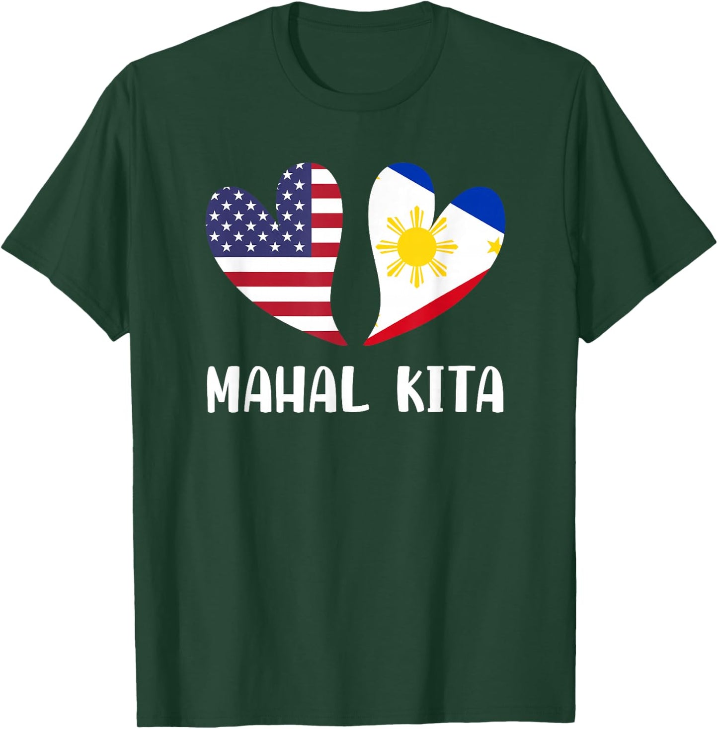 Mahal Kita Filipino American Lovers Pilipinas USA Small T-Shirt - T-Shirt | Forest