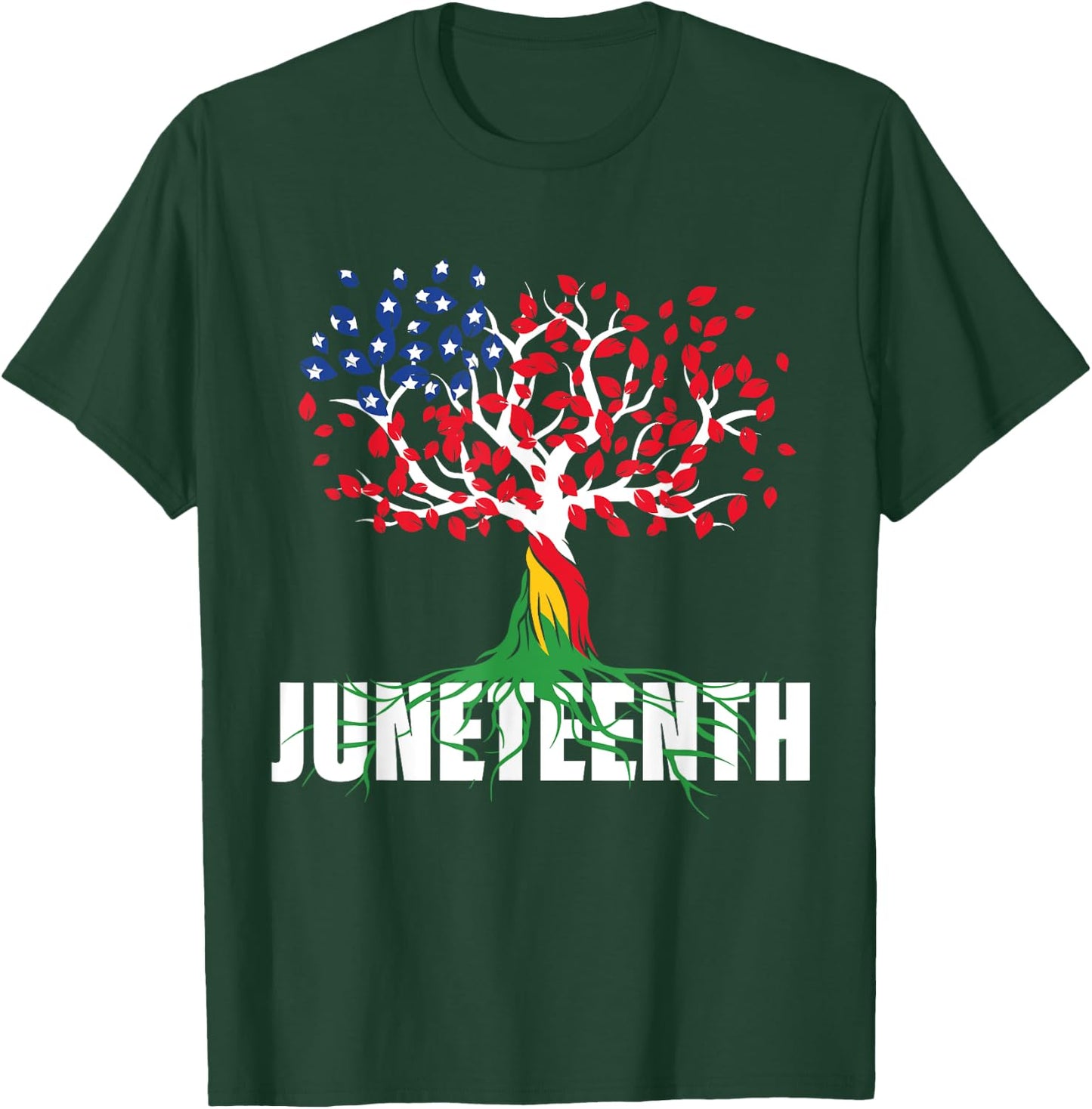 American Grown African Root Tree Juneteenth Black Freedom T-Shirt - T-Shirt | Forest