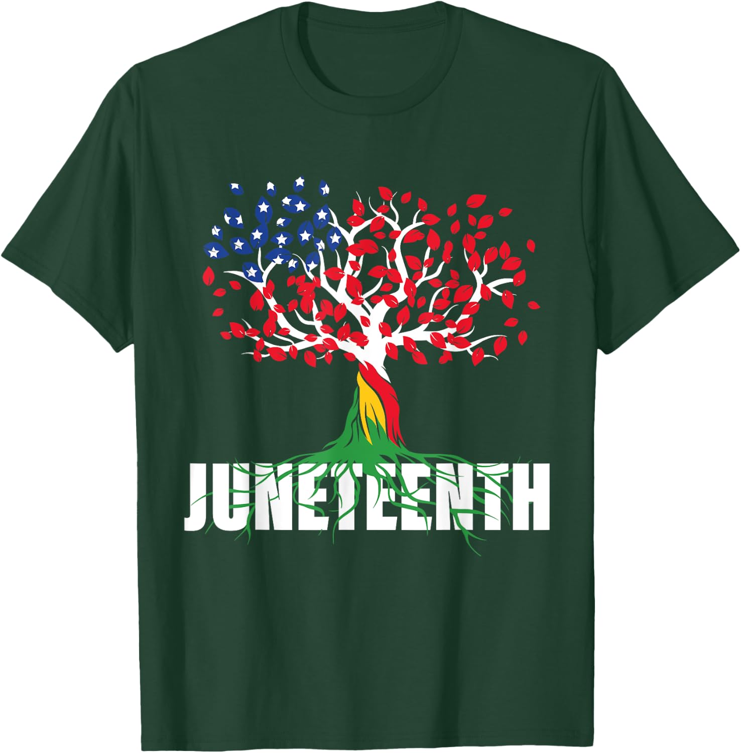 American Grown African Root Tree Juneteenth Black Freedom T-Shirt - T-Shirt | Forest