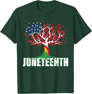 American Grown African Root Tree Juneteenth Black Freedom T-Shirt - T-Shirt | Forest