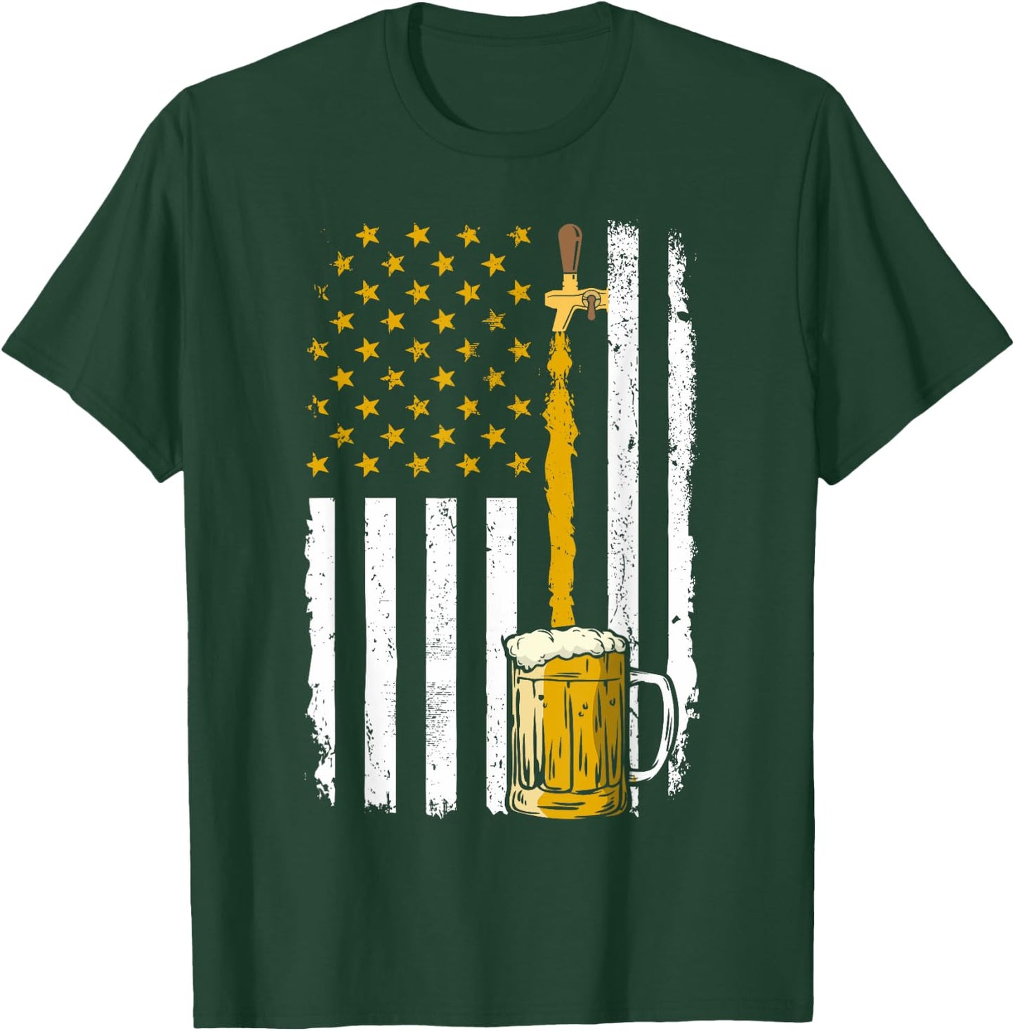 Pouring Beer American Flag Vintage 4th of July Craft Brewery Men T-Shirt - T-Shirt | Forest