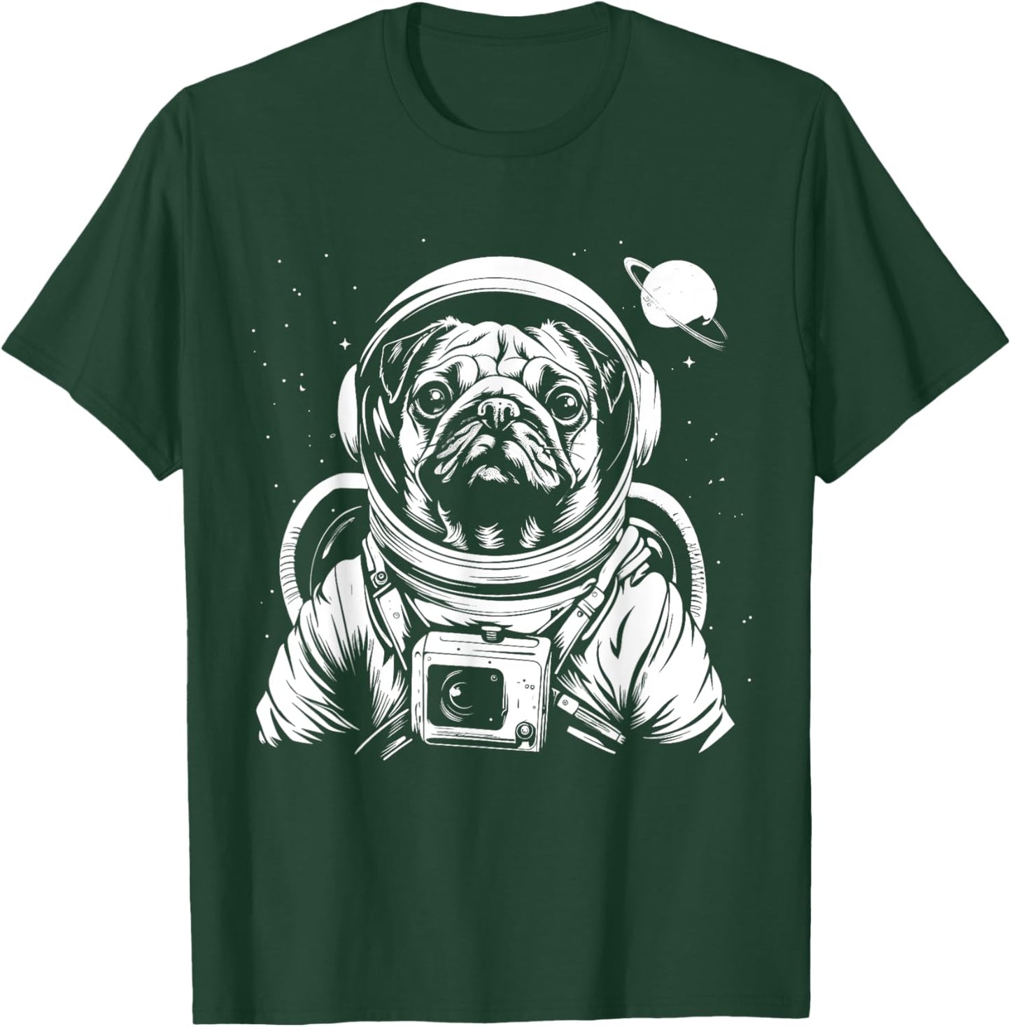 Pug Astronaut Funny Cute Dog Space Suit Men Women Girls Kids T-Shirt - T-Shirt | Forest
