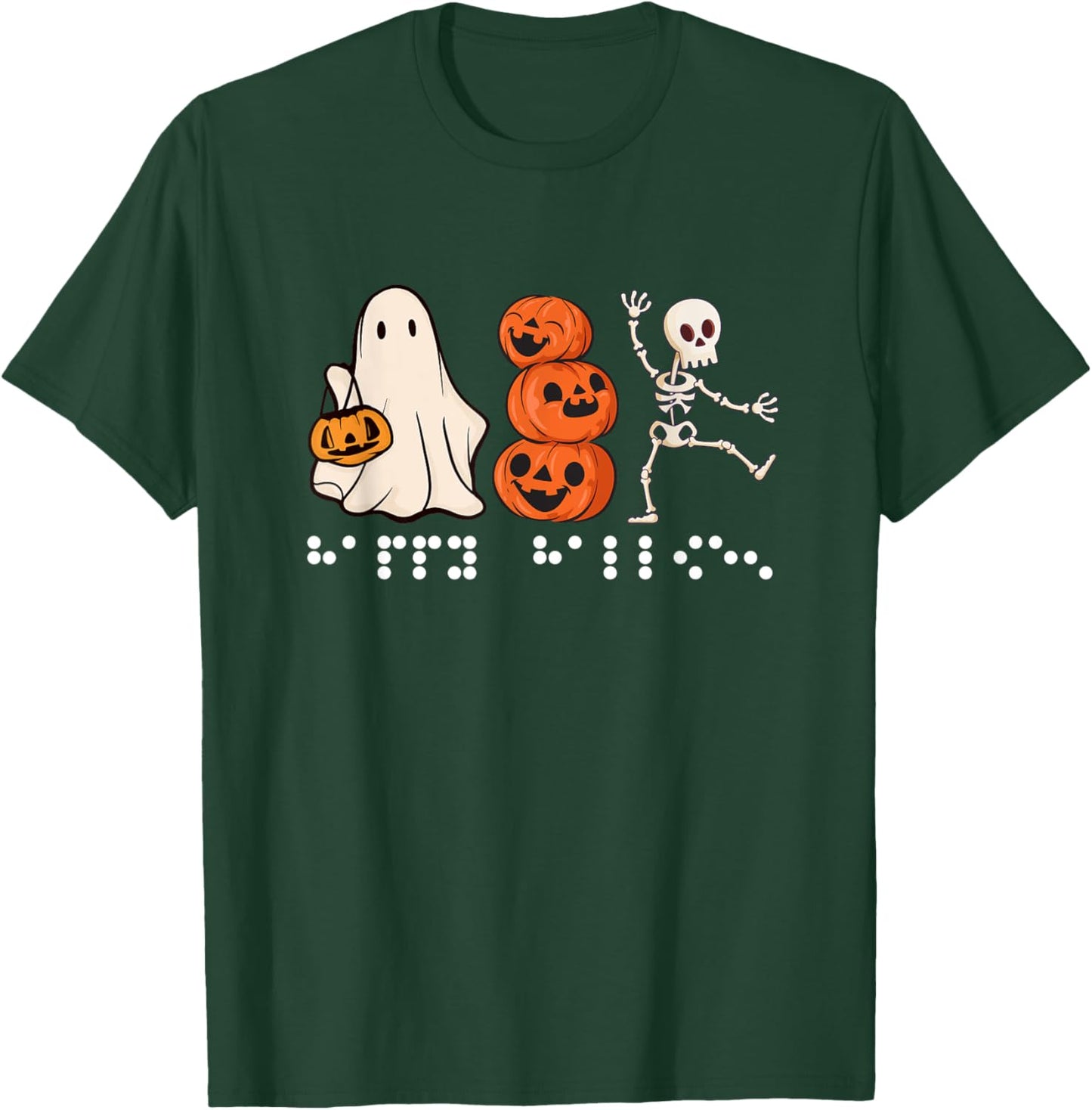 Simulated Braille Halloween Items Women Kids Ghost T-Shirt - T-Shirt | Forest