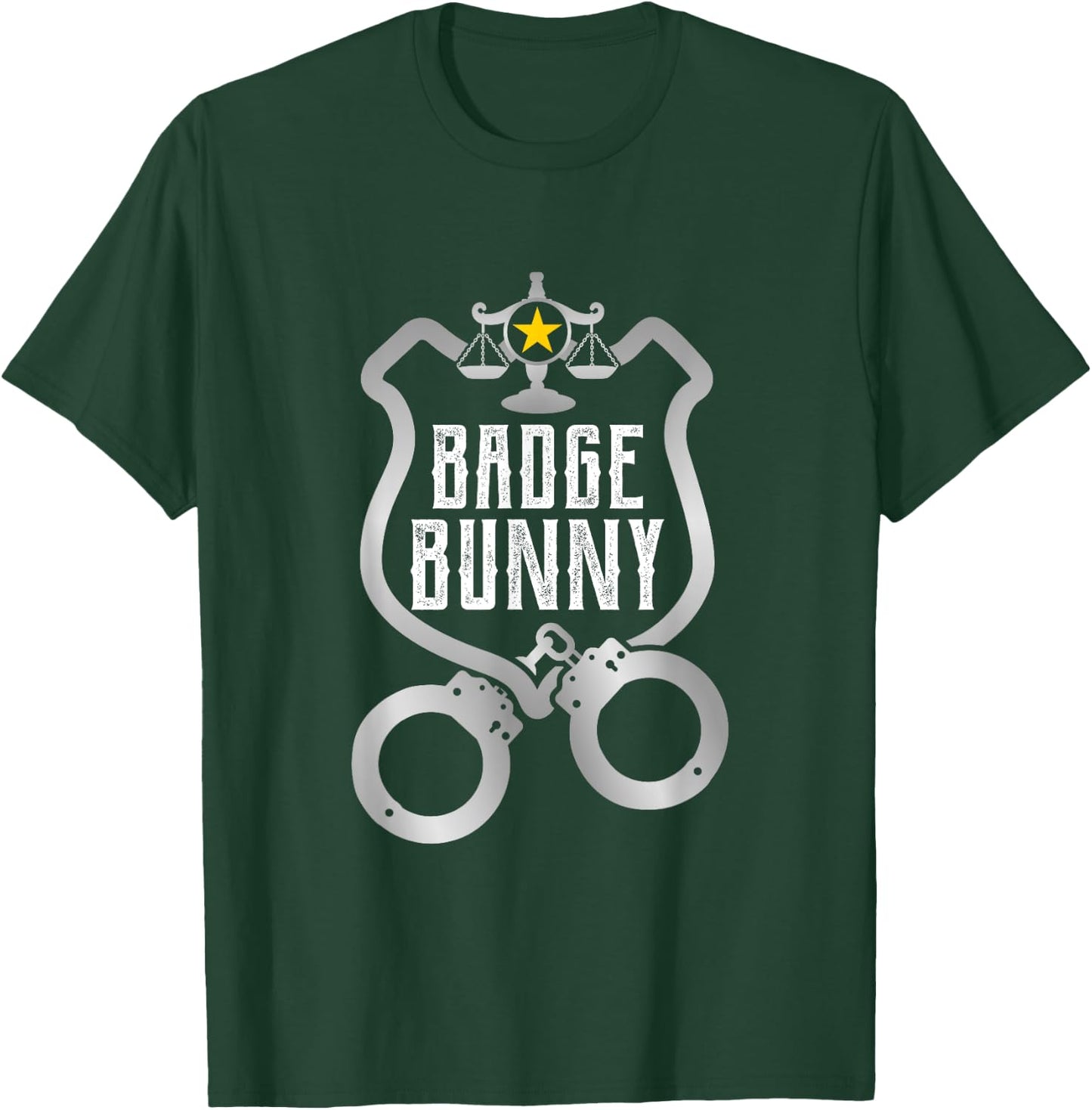 Funny Badge Police Hand Cuffs Bunny Law Enforcement T-Shirt - T-Shirt | Forest