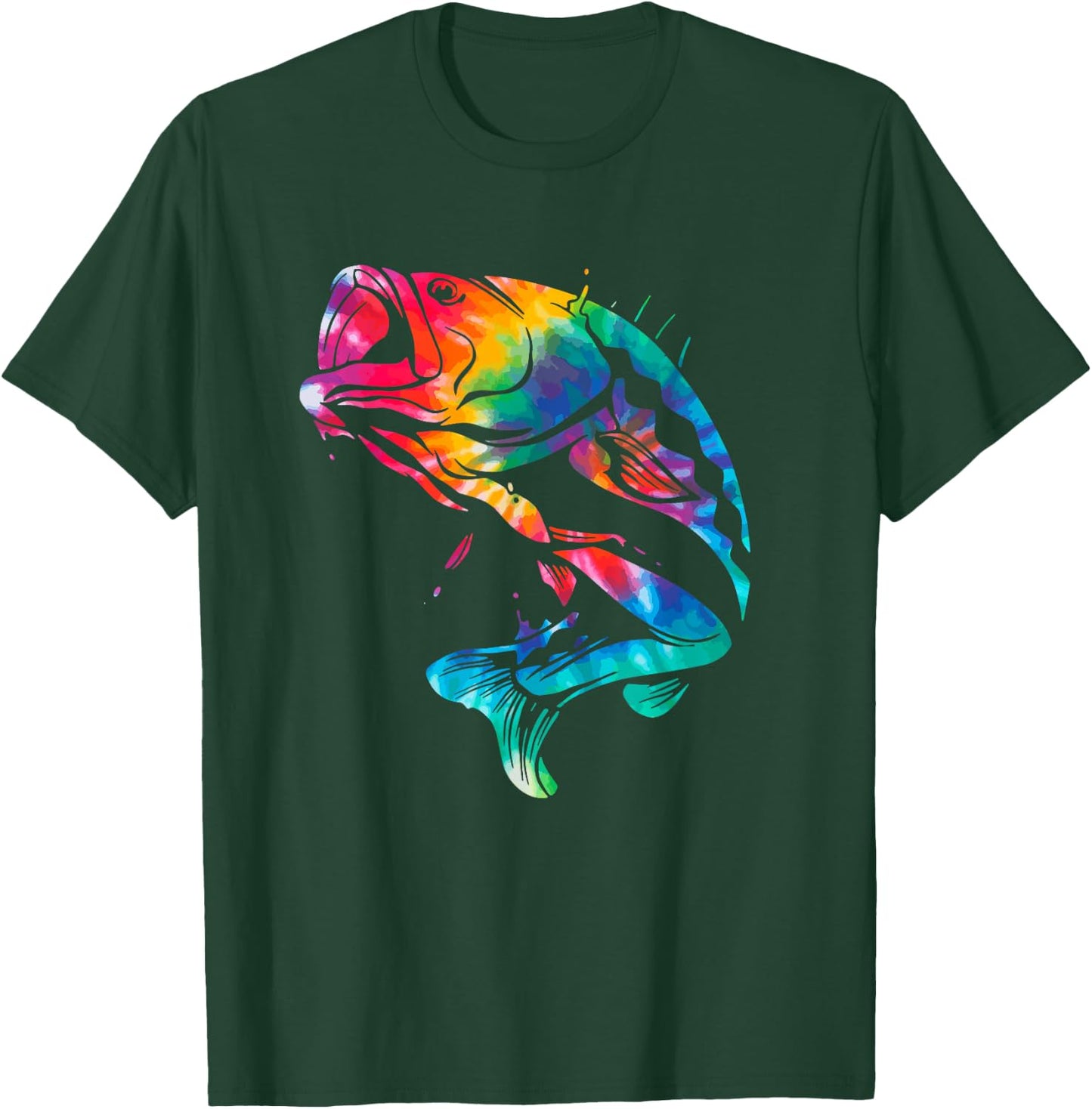 Fish Tie Dye Bass Large Mouth Bass Fishing Fisherman T-Shirt - T-Shirt | Forest