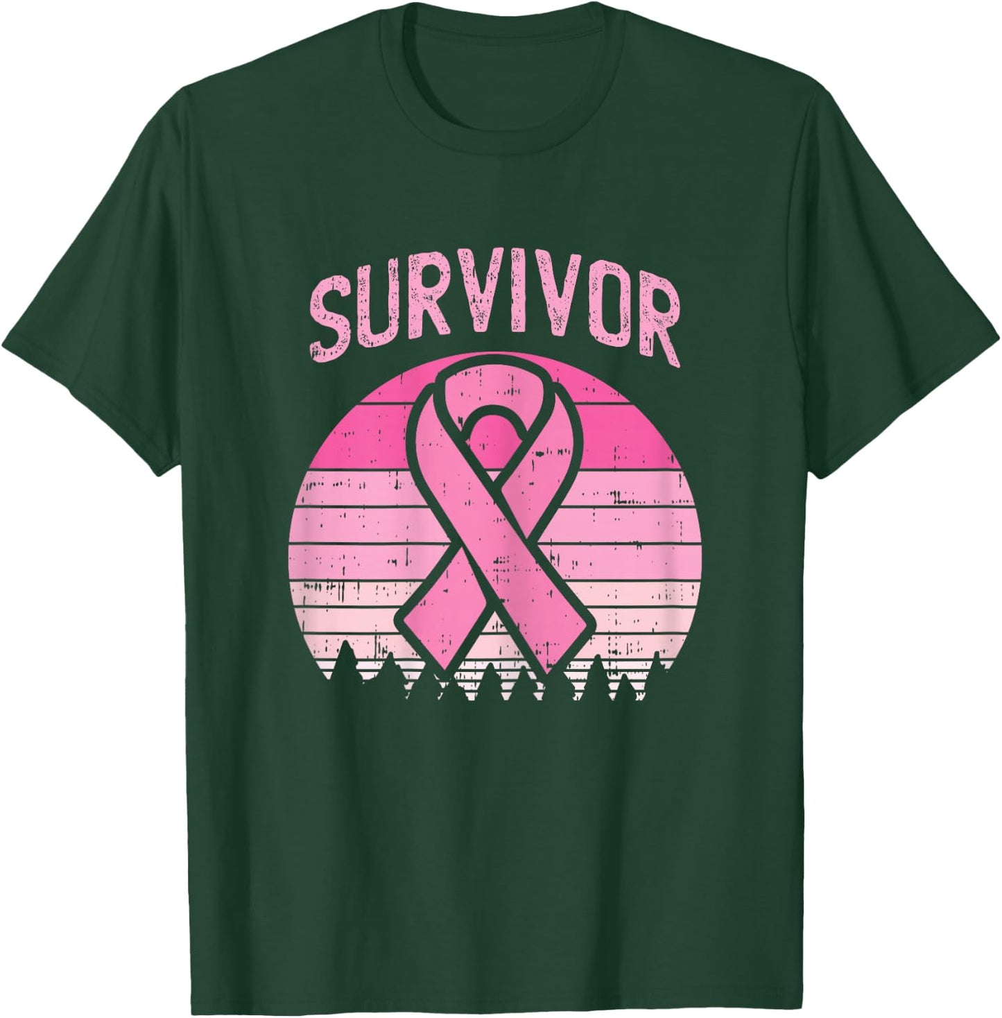 Survivor Retro Breast Cancer Pink Ribbon Awareness Women T-Shirt - T-Shirt | Forest