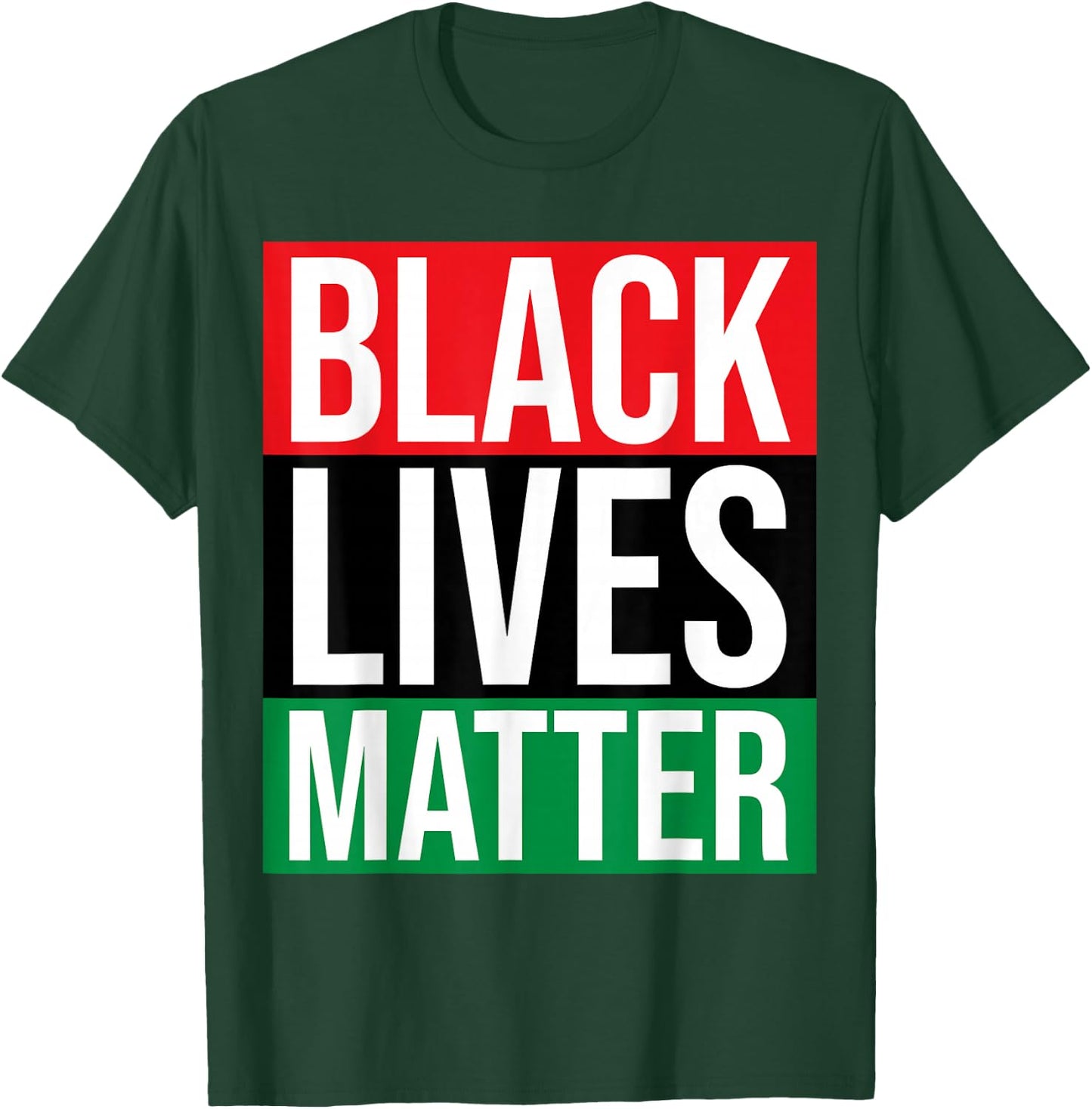 Black Lives Matter Shirt BLM with Pan-African Flag Colors T-Shirt - T-Shirt | Forest
