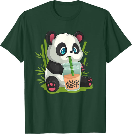 Kawaii Cute Anime Panda Otaku Japanese Bubble Boba T-Shirt - T-Shirt | Forest