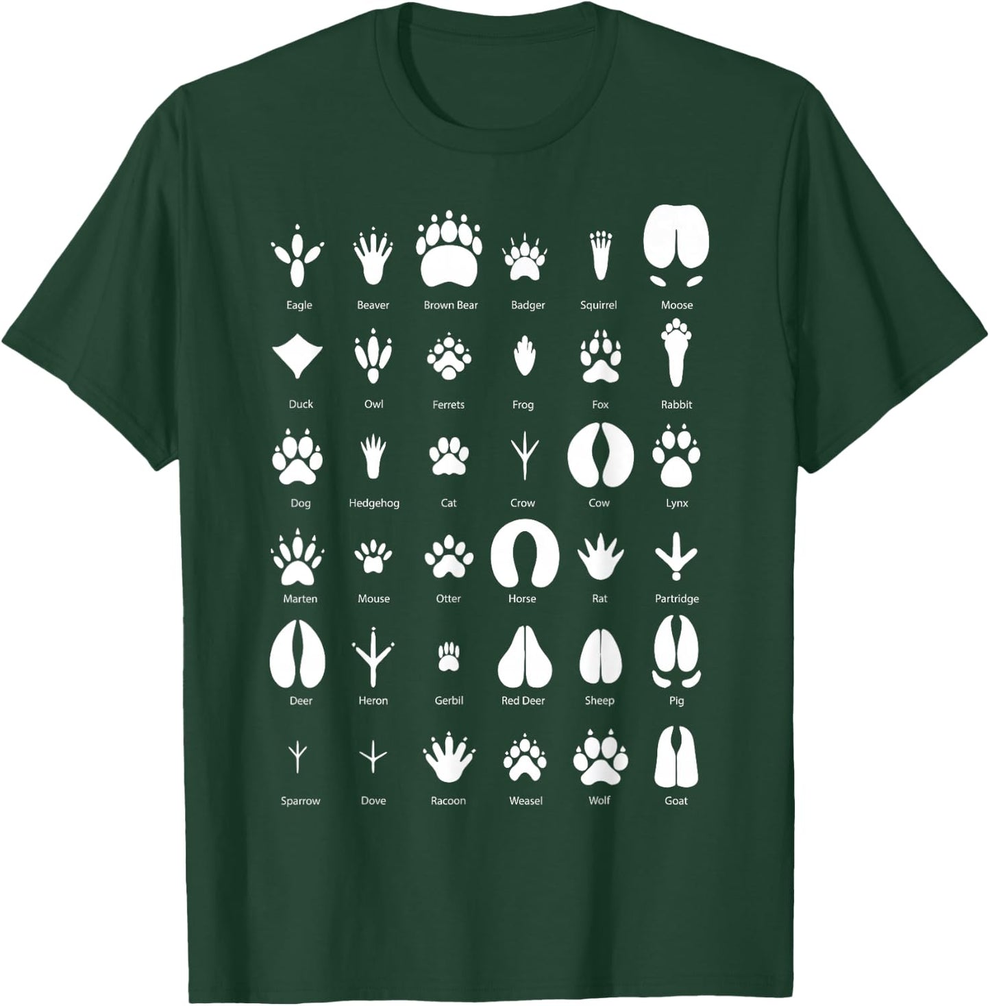 Animals of the Forest Footprint Collection Gift T-Shirt - T-Shirt | Forest