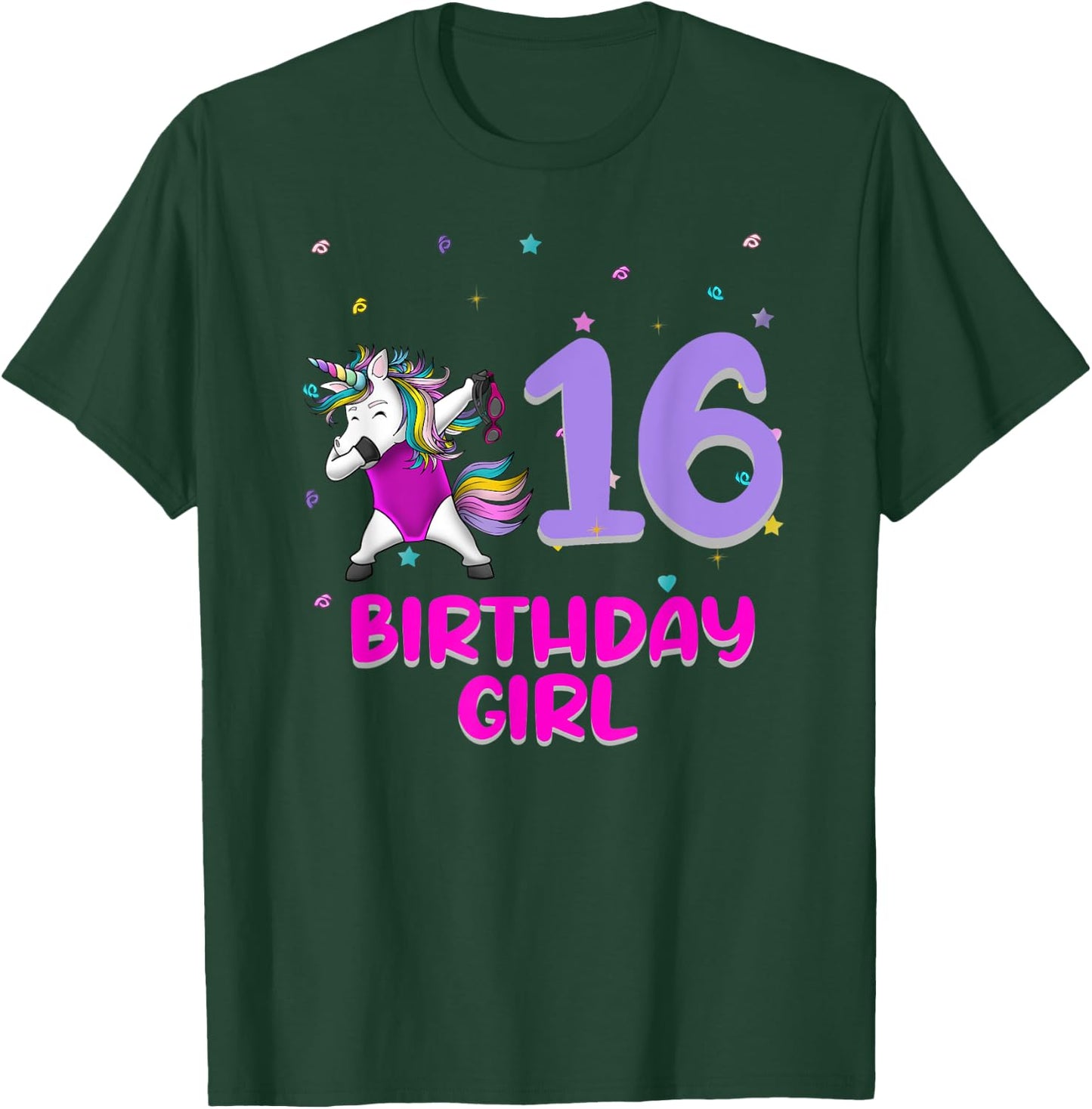 Unicorn Swimsuit 16th Birthday Girl Love Funny 16 Years Old T-Shirt - T-Shirt | Forest