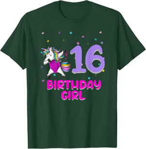 Unicorn Swimsuit 16th Birthday Girl Love Funny 16 Years Old T-Shirt - T-Shirt | Forest