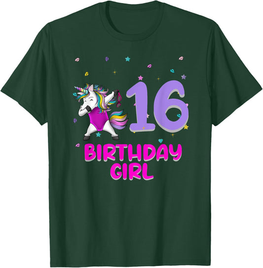 Unicorn Swimsuit 16th Birthday Girl Love Funny 16 Years Old T-Shirt - T-Shirt | Forest