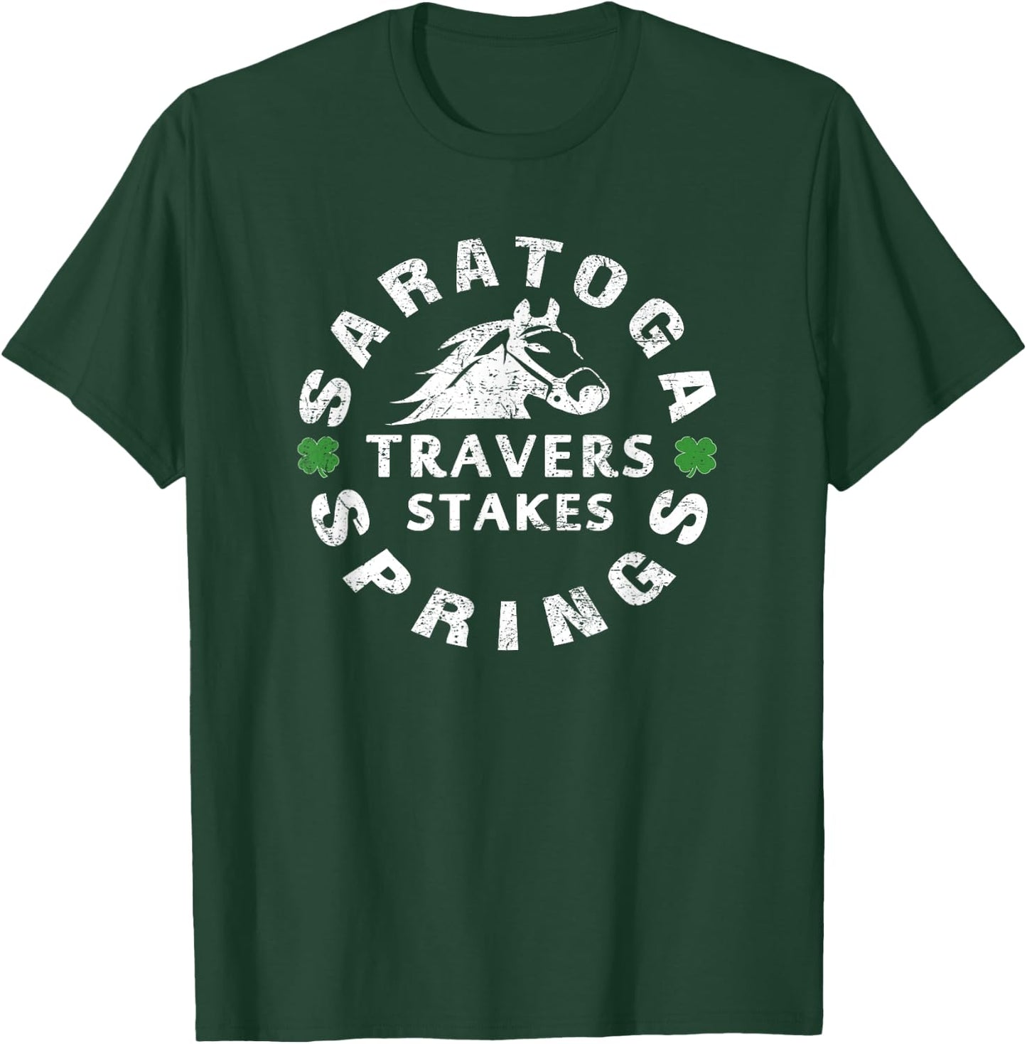 Travers Stakes Saratoga Springs Horse Race Fan Vintage Gift T-Shirt - T-Shirt | Forest