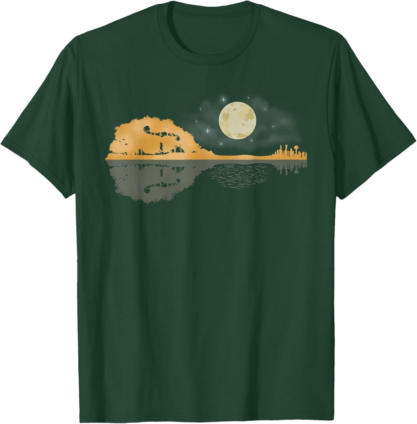 Mandolin Shirt Men Country Music Moon Bluegrass T-Shirt - T-Shirt | Forest