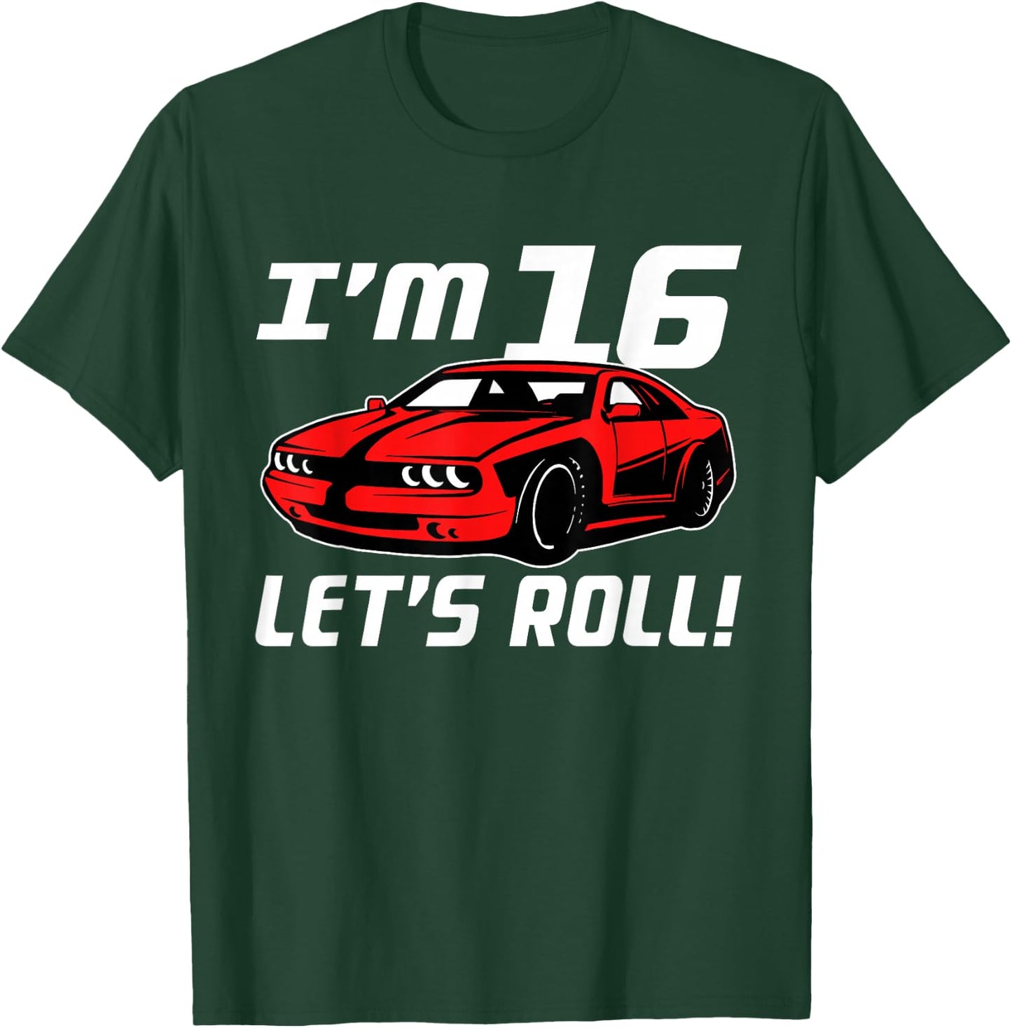 Funny 16th Birthday Gift Race Car Driver Boys 16 Years Old T-Shirt - T-Shirt | Forest